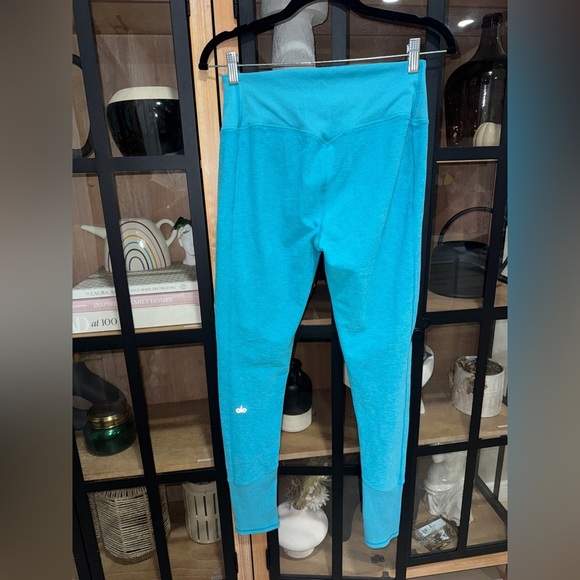 ALO Leggings Alosoft Lounge Bright Aqua Heather high waisted workout ribbed - Picture 9 of 10
